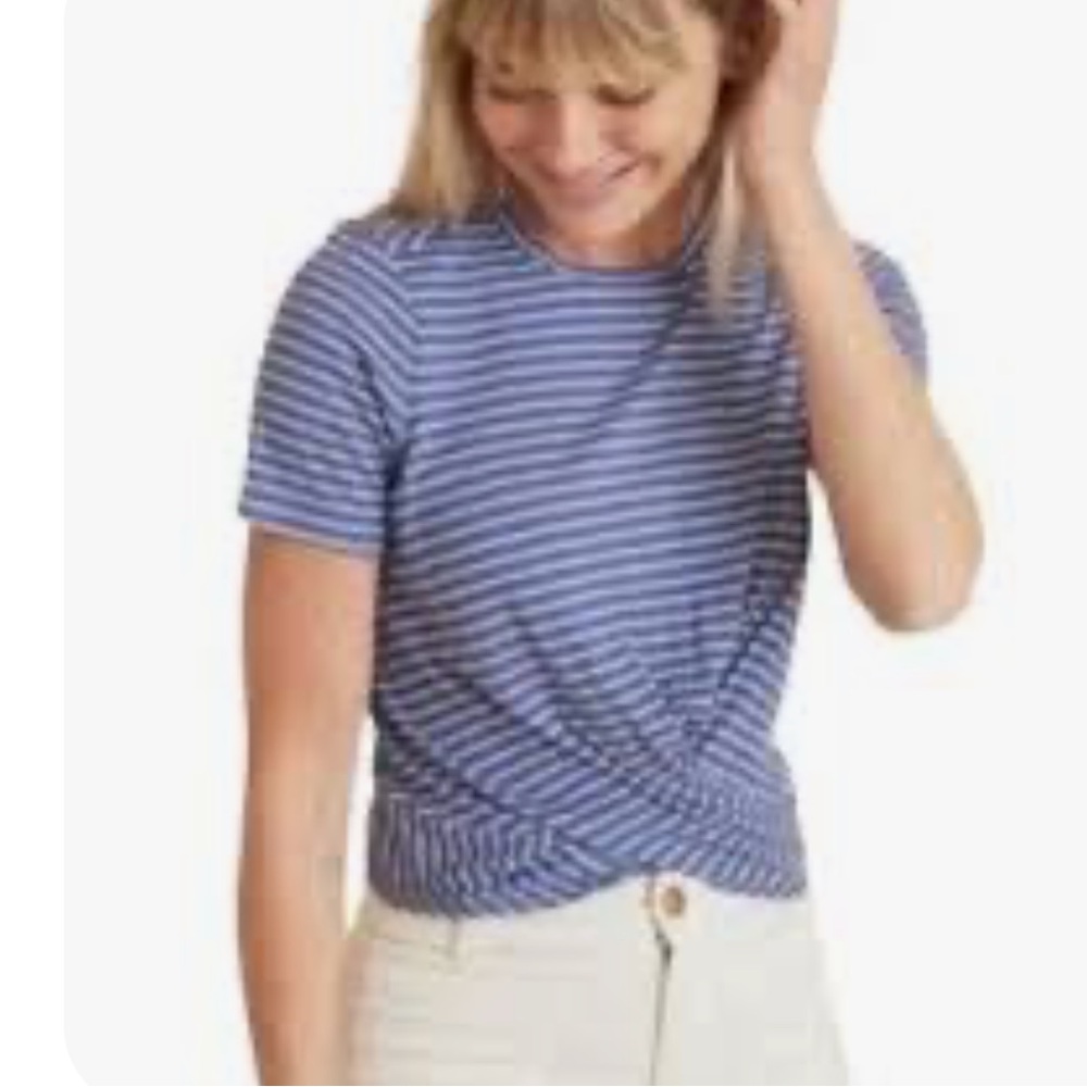 Marine layer Lexi twist front striped lightweight ribbed knit tee size M modal